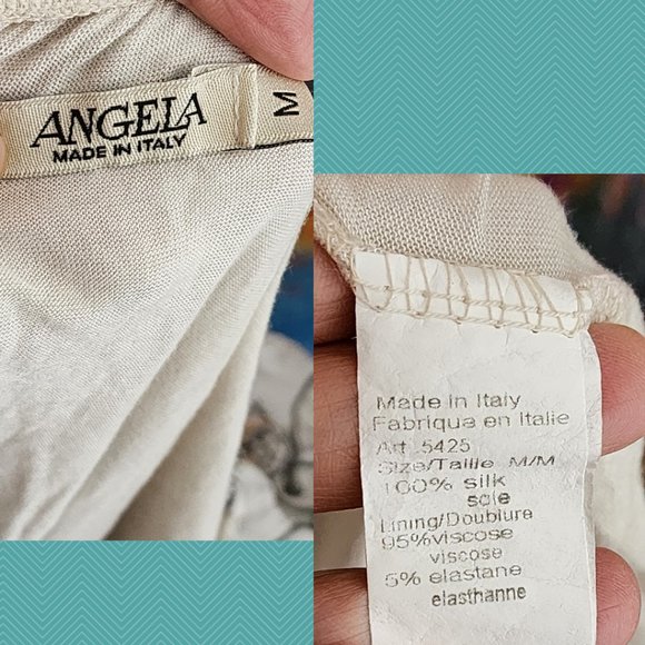 Angela White Bicycles Printed Silk Off Shoulder Blouse - Picture 4 of 4